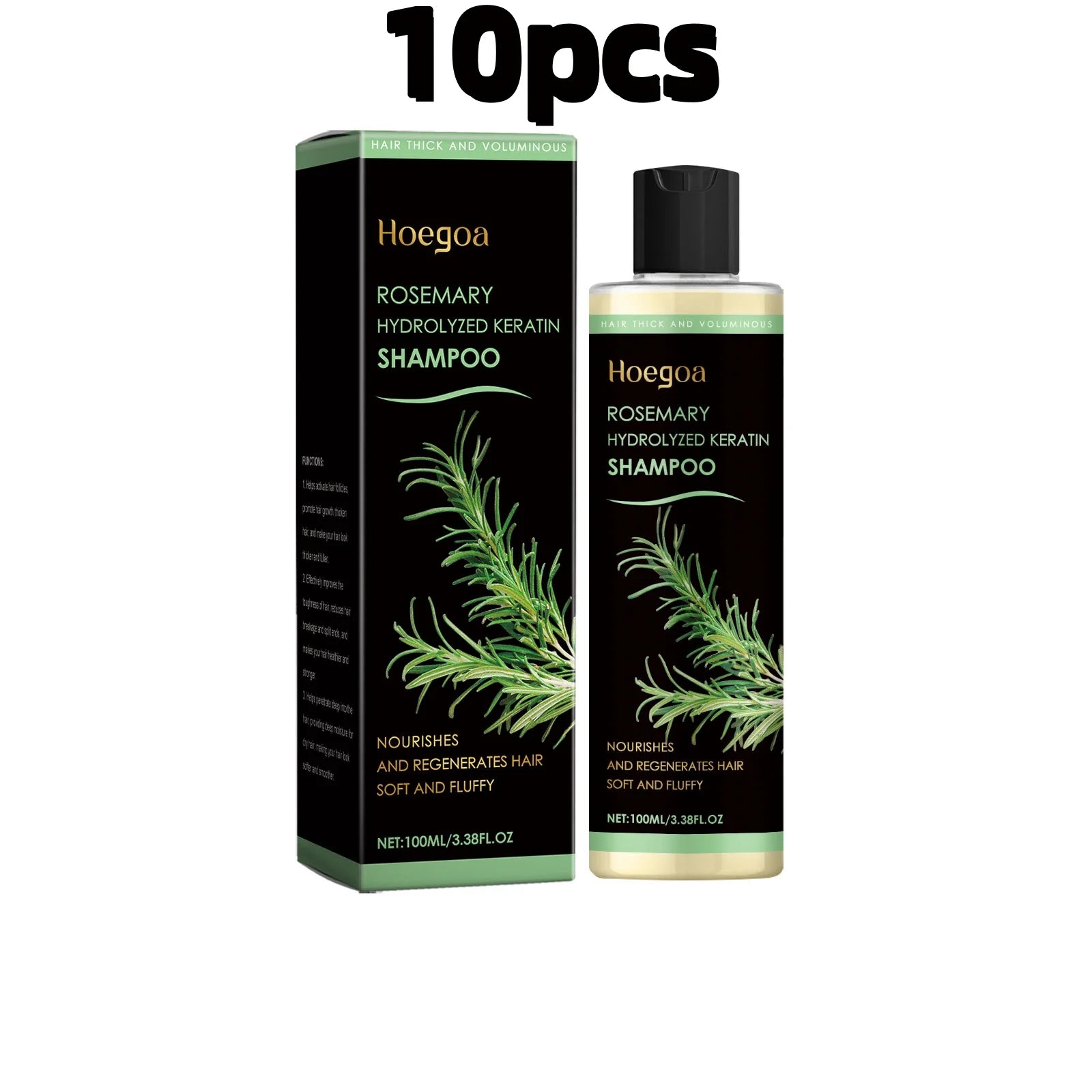 Hoegoa 100ml Rosemary Thickening Hair Shampoo Plant Oil Control Nourish Scalp Repair Split Ends Fluffy Refreshing Hair Shampoo