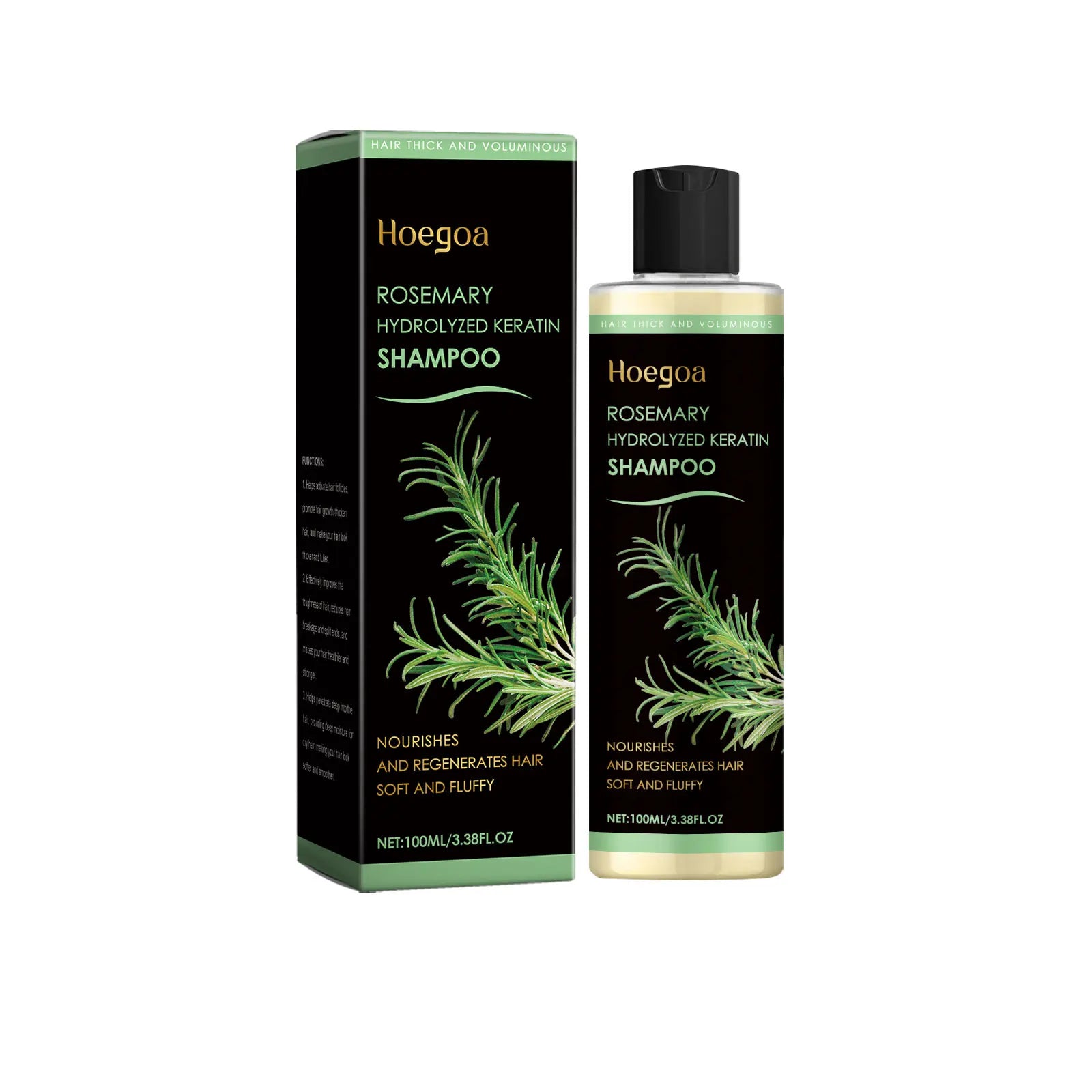Hoegoa 100ml Rosemary Thickening Hair Shampoo Plant Oil Control Nourish Scalp Repair Split Ends Fluffy Refreshing Hair Shampoo