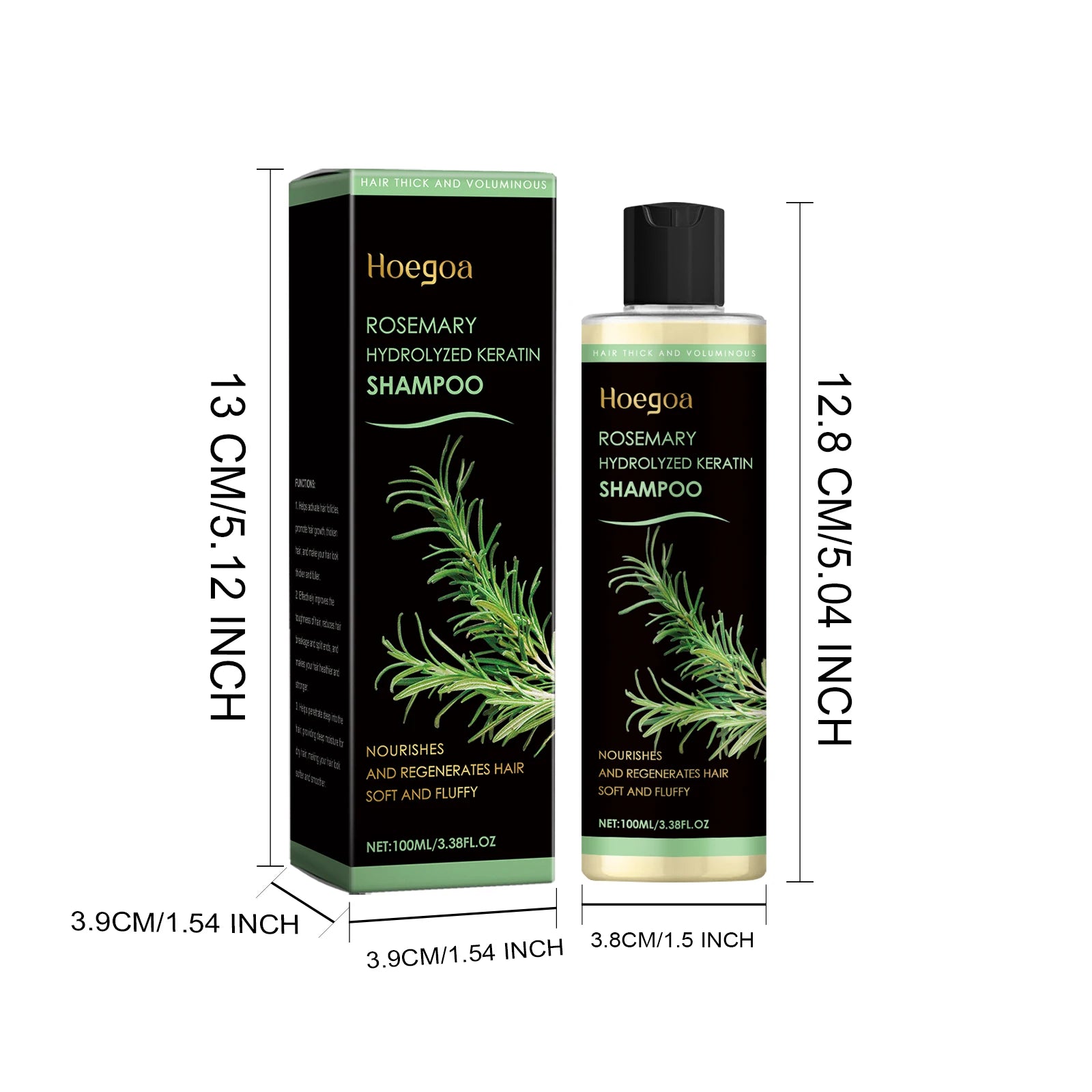 Hoegoa 100ml Rosemary Thickening Hair Shampoo Plant Oil Control Nourish Scalp Repair Split Ends Fluffy Refreshing Hair Shampoo