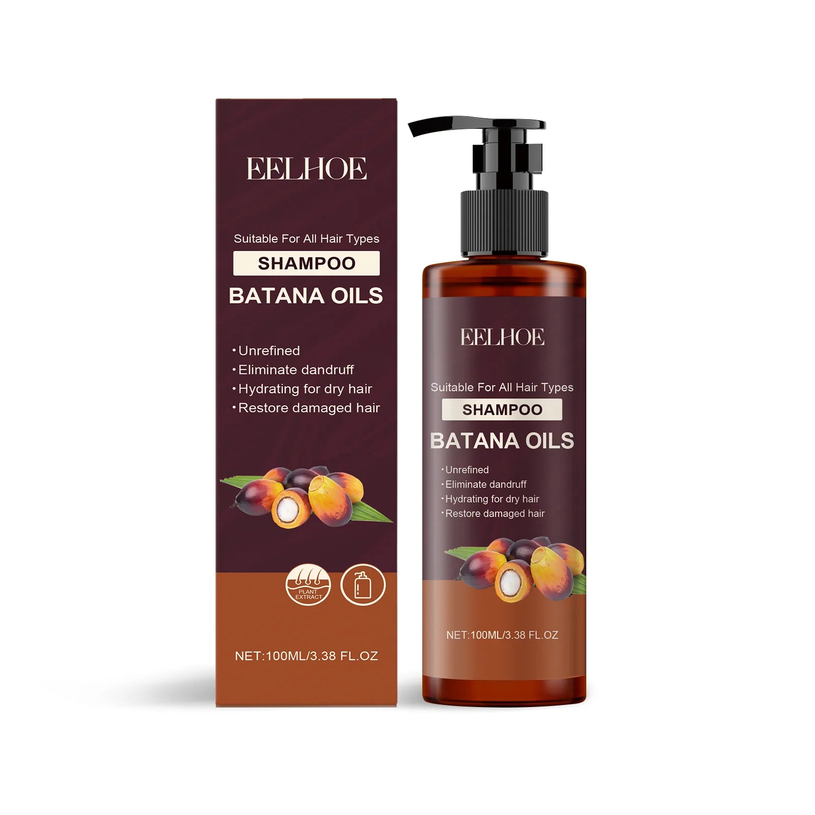 100ml Eelhoe Batana Shampoo Strong Resilient Repair Hair Roots Anti Dry Hair Wrinkle Treat Bifurcation Moisturize Hair Shampoo