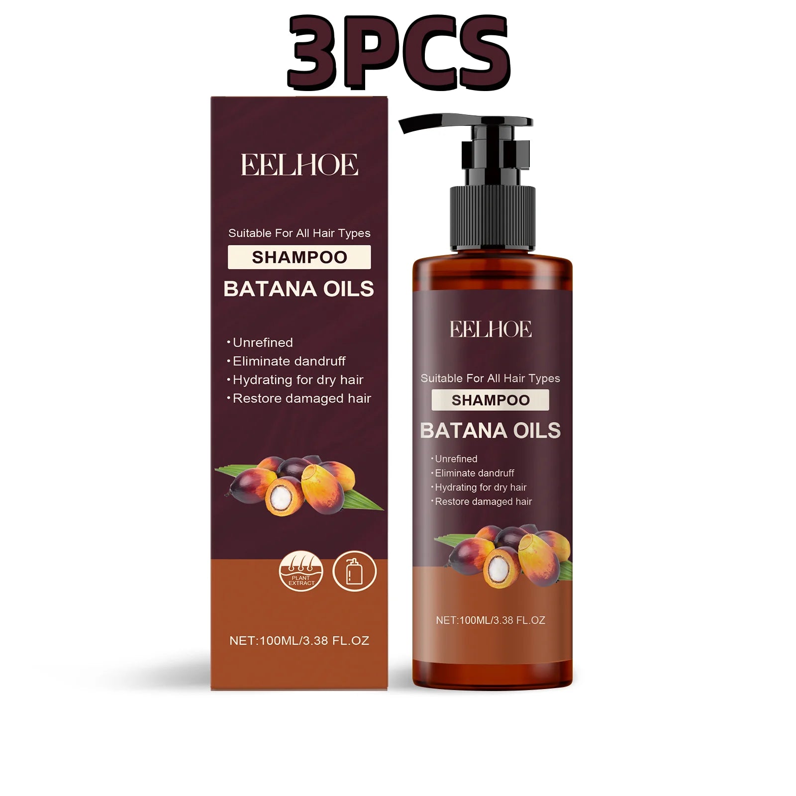 100ml Eelhoe Batana Hair Shampoo Hydrating Repair Nourishing Smooth Frizz Control Dry Damaged Hair Care Treatment Shampoo