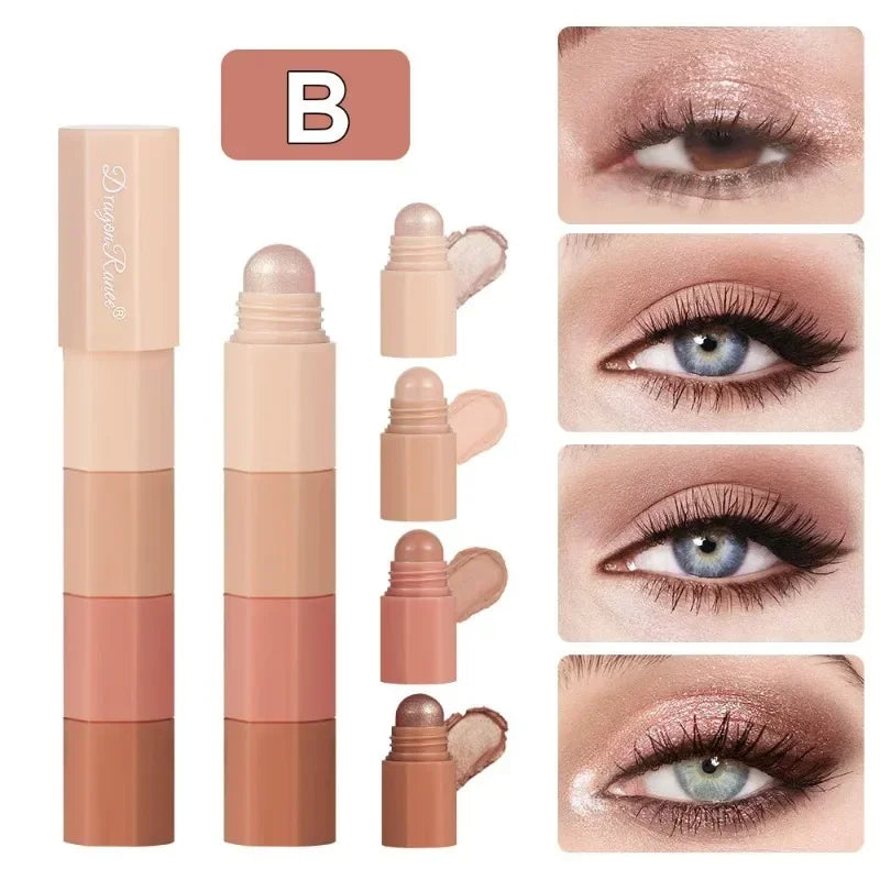 5 in 1 Eyeshadow Pencil Kit Velvet Matte Pigment Shimmer Highlight Makeup Combination Pink Brown Mini Eye Shadow Pen Cosmetics