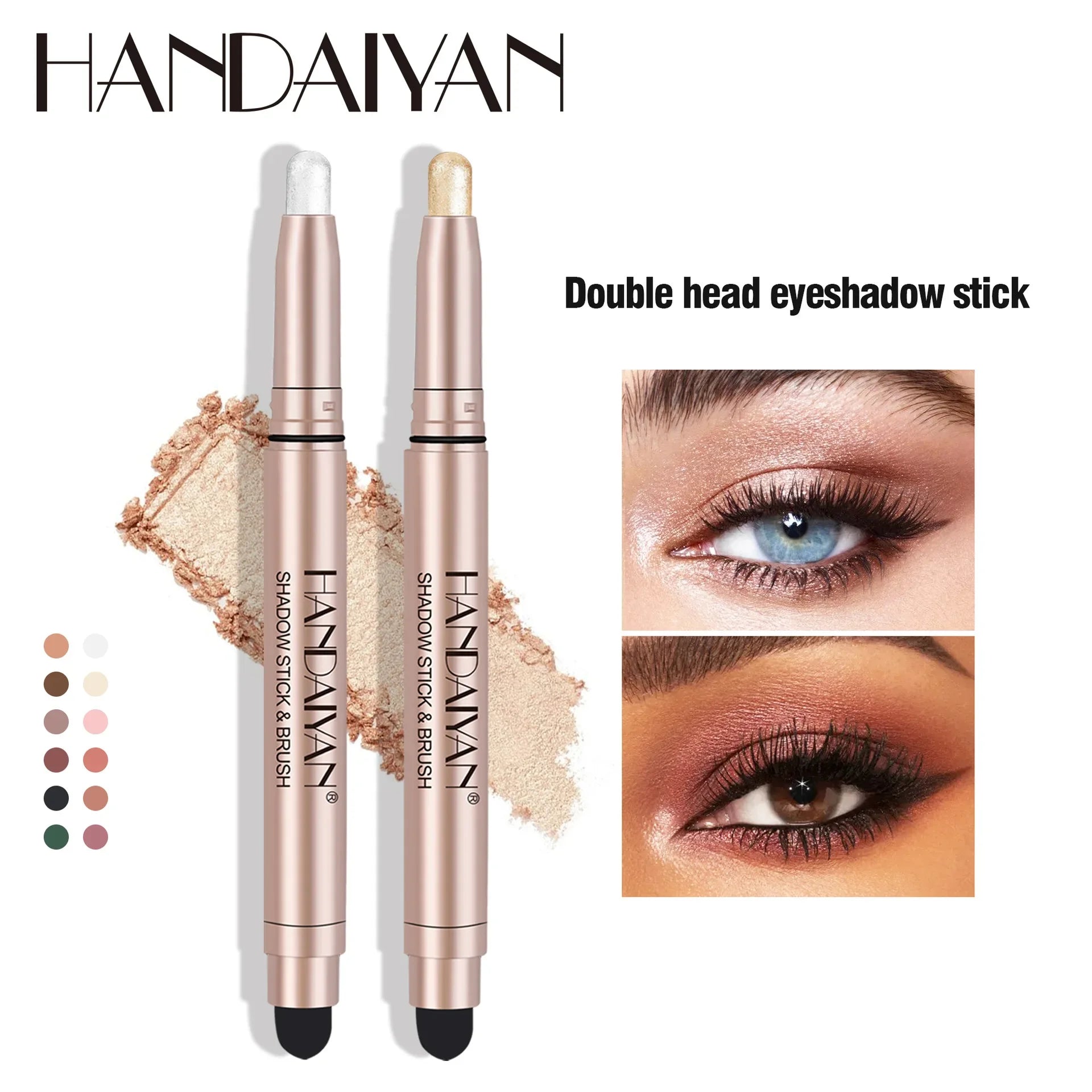 Double Head Colorful Eyeshadow Stick Pink Brown Green Black Eyeshadow Pencil High Gloss Pearlescent Shadow Sticks Lasting Makeup