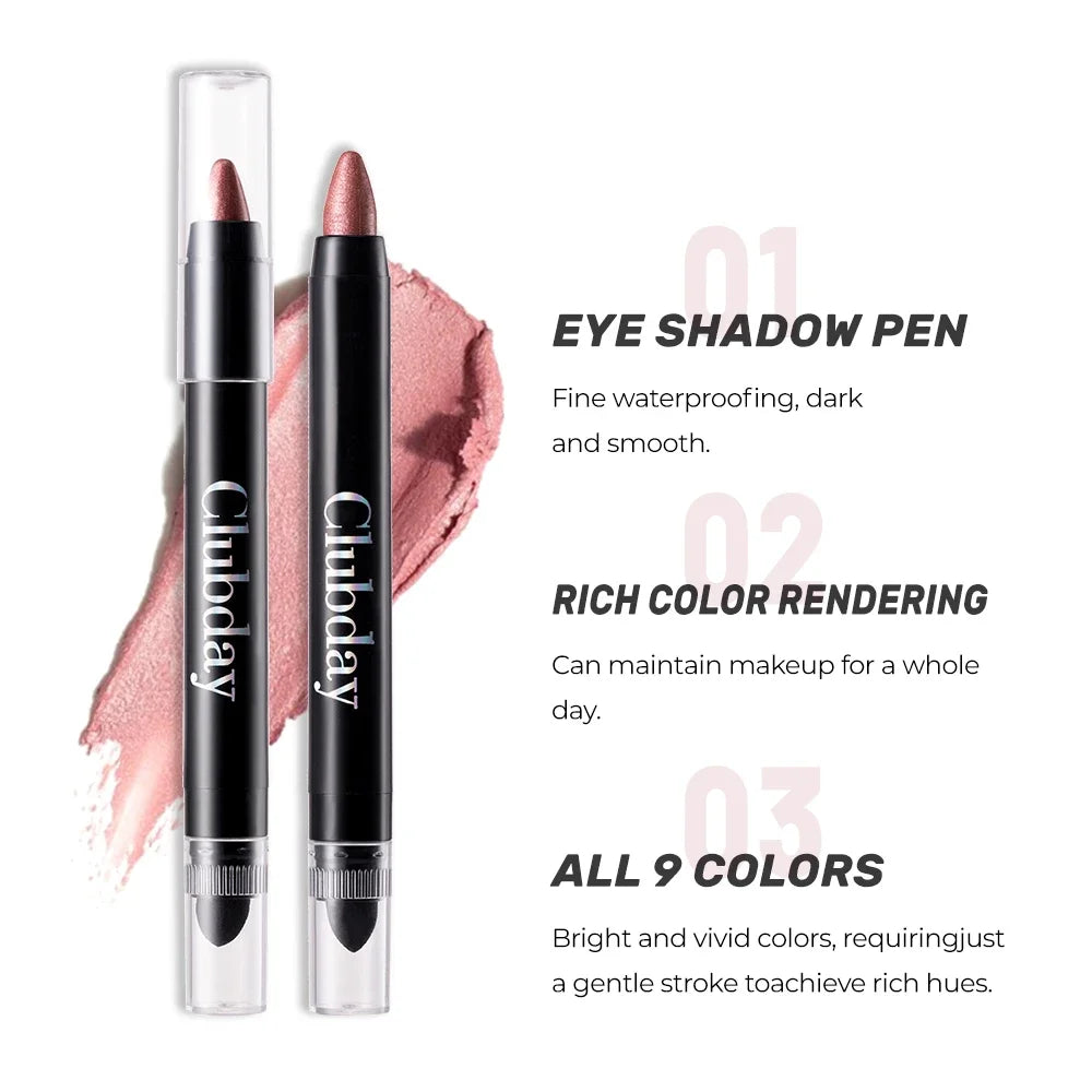 6-Piece 9-Color Eye Shadow Stick Set with 8-Color Pearlescent And 1-Matte Sleeping Silkworm Contour Highlight Eyeshadow Sticks