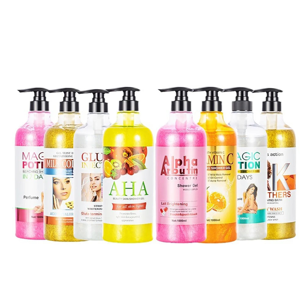 Vitamin C Arbutin AHA Bleached Shower Gel Deep Cleansing Brighten Skin Scrub Body Wash Exfoliator Body Care Fragrance Skincare