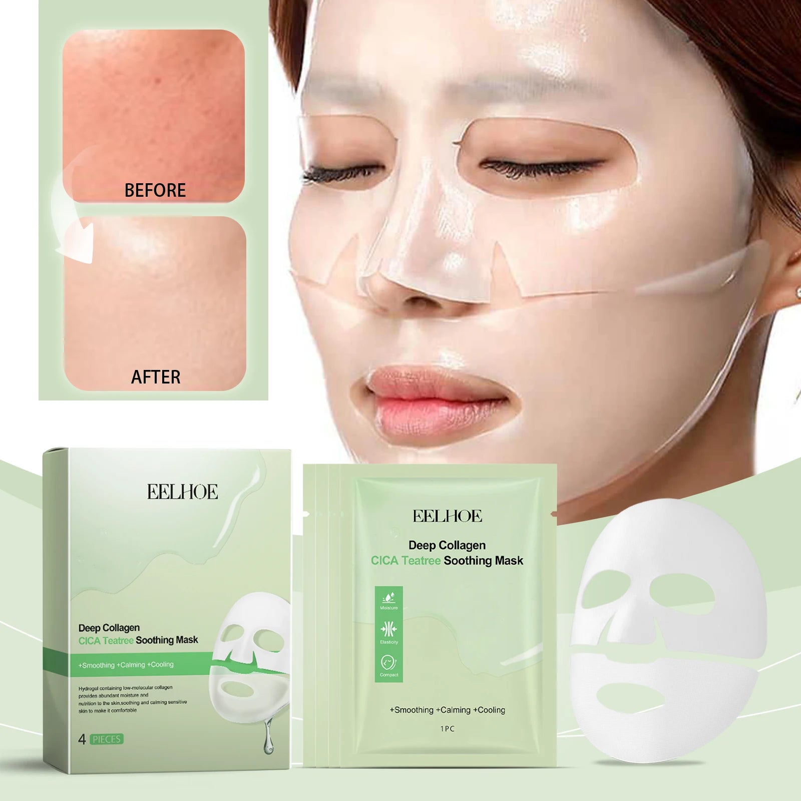 EELHOE Collagen Tea Tree Skin Care Mask Makes Skin Silky Smooth and Inspires Skin Vitality