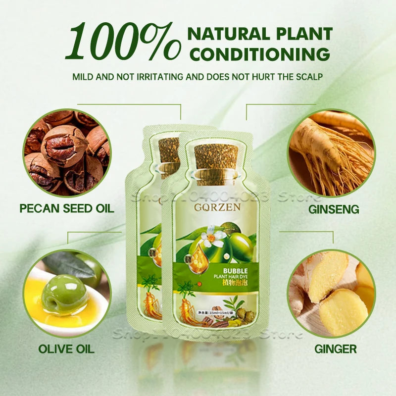 1/5/10pcs 30ML Bubble Plant Hair Dye Shampoo Gray Hair Covering Shampoo Pure Natural Herbal Shampoo White Hair Treatment