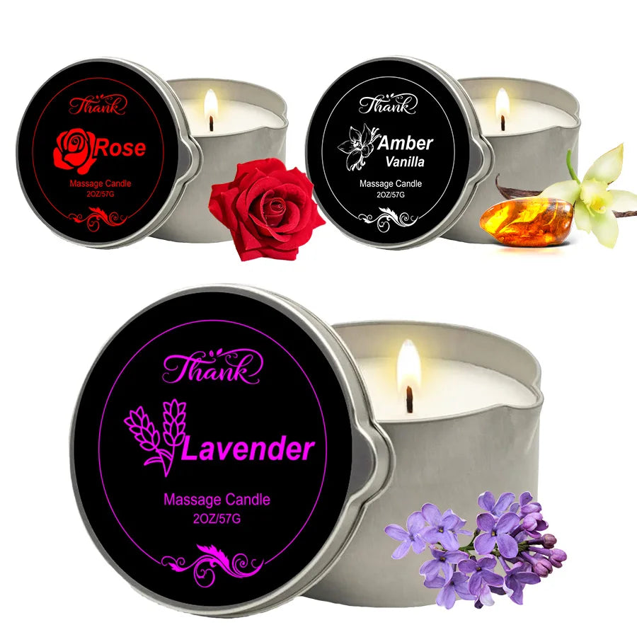 3pcs Scented Massage Candles(Total 6oz/Each 2oz) | Essential Oil Spas - Luxury Gift for Christmas, Valentine's Day &Mother's Day