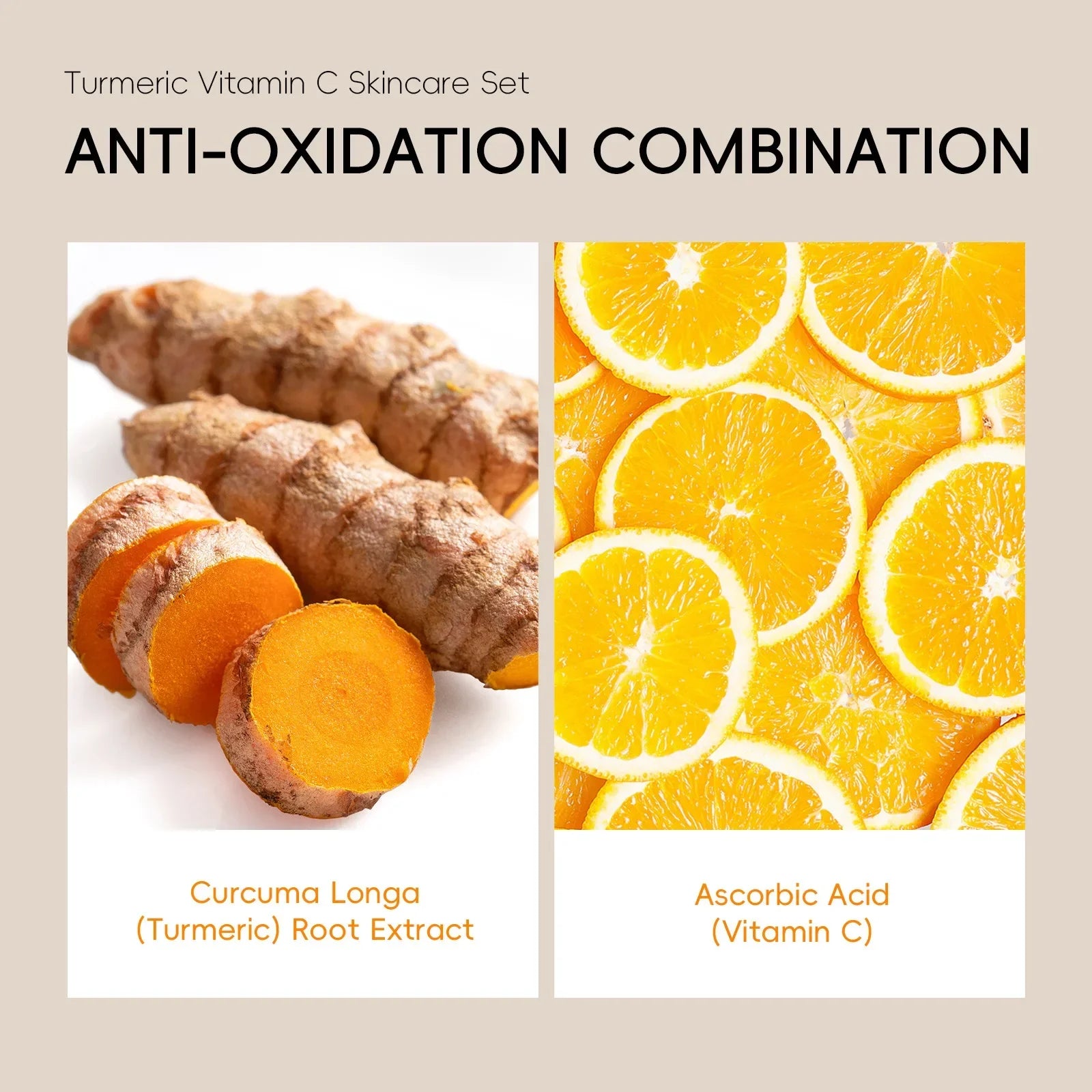 Quiyum 5PCS Set Facial Moisturizer - Turmeric & Vitamin C Skin Care for Brightening Hydrating - Anti-Aging Beauty Essentials