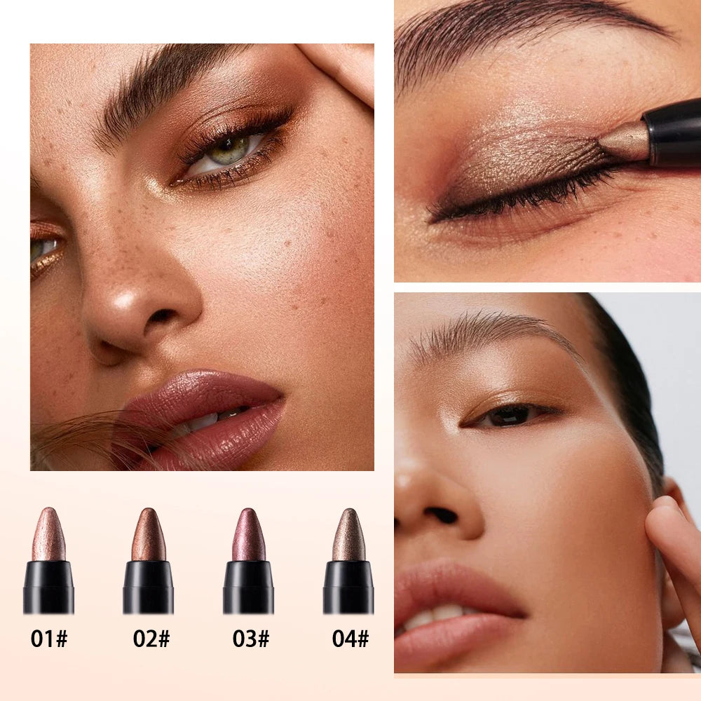 6-Piece 9-Color Eye Shadow Stick Set with 8-Color Pearlescent And 1-Matte Sleeping Silkworm Contour Highlight Eyeshadow Sticks