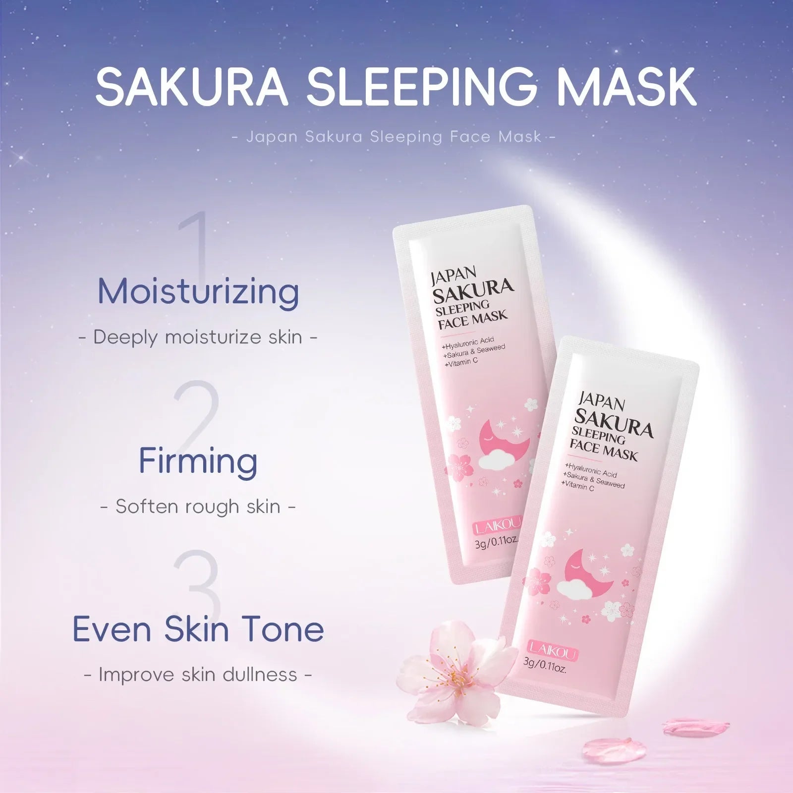 24pcs Sakura Skin Care Set Eye & Lip Masks Serum Nud Masks Cleanser Toner Essence Cream Moisturizing Smoothing Nourishing Beauty