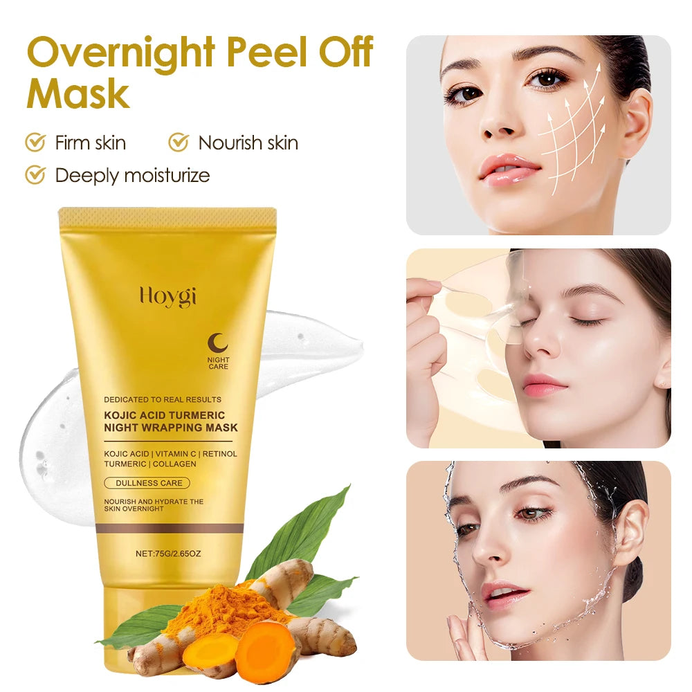 Collagen Peel-off Mask Night Wrapping Facial Mask for Glowing Nourishing Firming Skin Deep Cleansing Facial for Brightening Skin