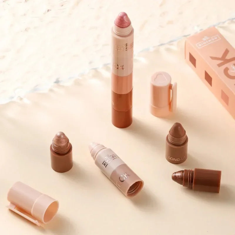 5 in 1 Eyeshadow Pencil Kit Velvet Matte Pigment Shimmer Highlight Makeup Combination Pink Brown Mini Eye Shadow Pen Cosmetics