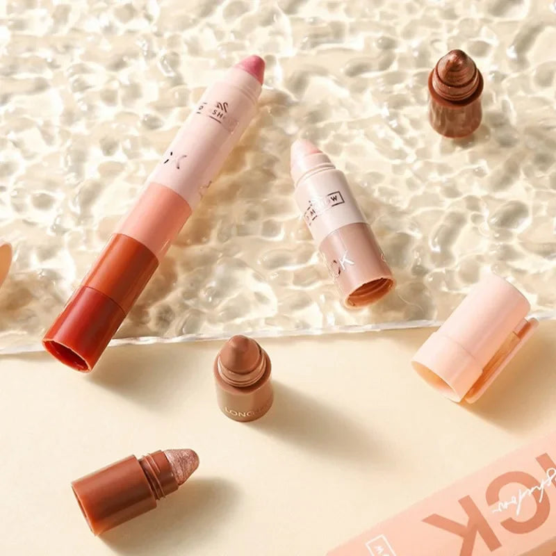 5 in 1 Eyeshadow Pencil Kit Velvet Matte Pigment Shimmer Highlight Makeup Combination Pink Brown Mini Eye Shadow Pen Cosmetics