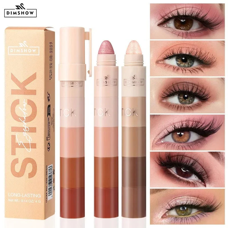 5 in 1 Eyeshadow Pencil Kit Velvet Matte Pigment Shimmer Highlight Makeup Combination Pink Brown Mini Eye Shadow Pen Cosmetics