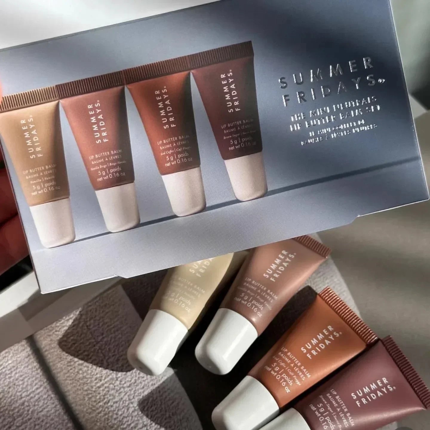 Summer Friday's Vanilla Beige Lip Balm Moisturizing Transparent Lipstick Set Smooth Soft Tube Mirror Lip Gloss Lip Blum Makeup