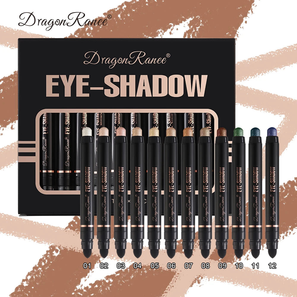 12-Piece Eye Shadow Pen Set, Pearlescent Fine Shimmer, Delicate Silky, Non-Smudged Eye Shadow, Eye Modification, Long-Lasting Ma