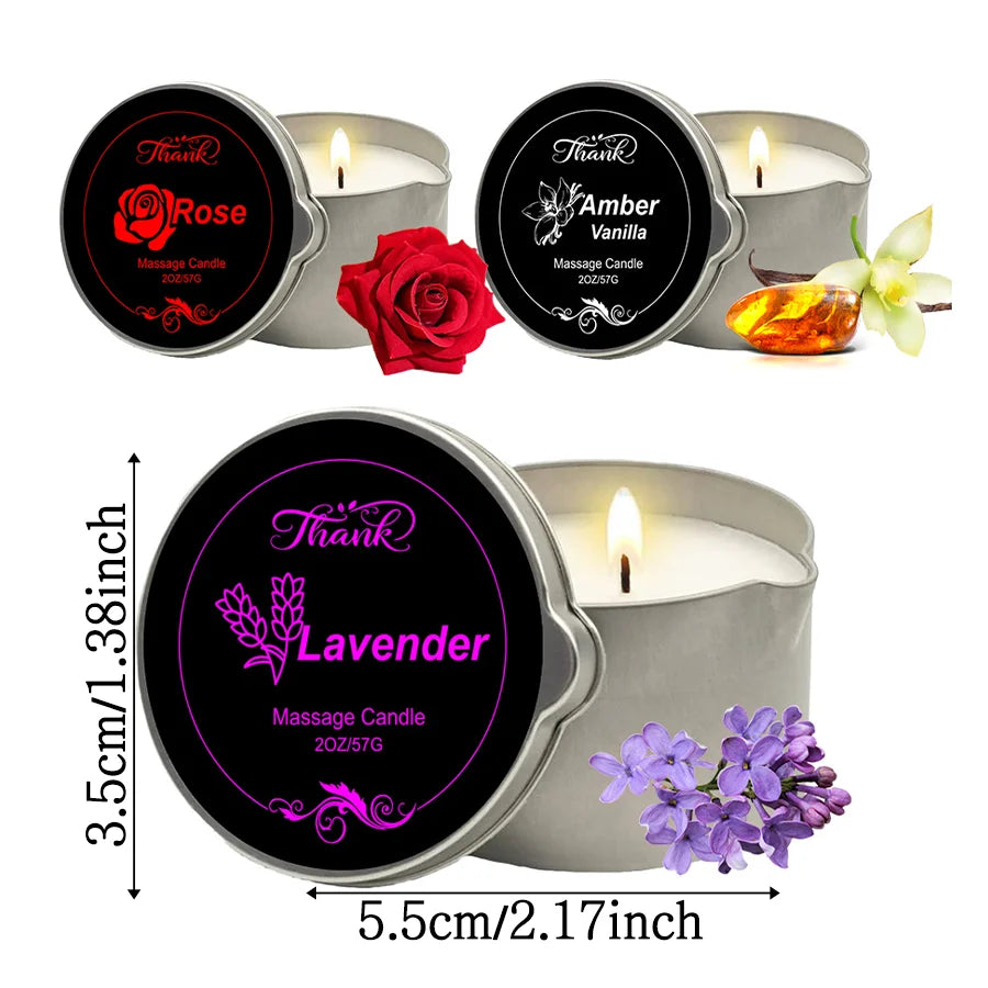 3pcs Scented Massage Candles(Total 6oz/Each 2oz) | Essential Oil Spas - Luxury Gift for Christmas, Valentine's Day &Mother's Day