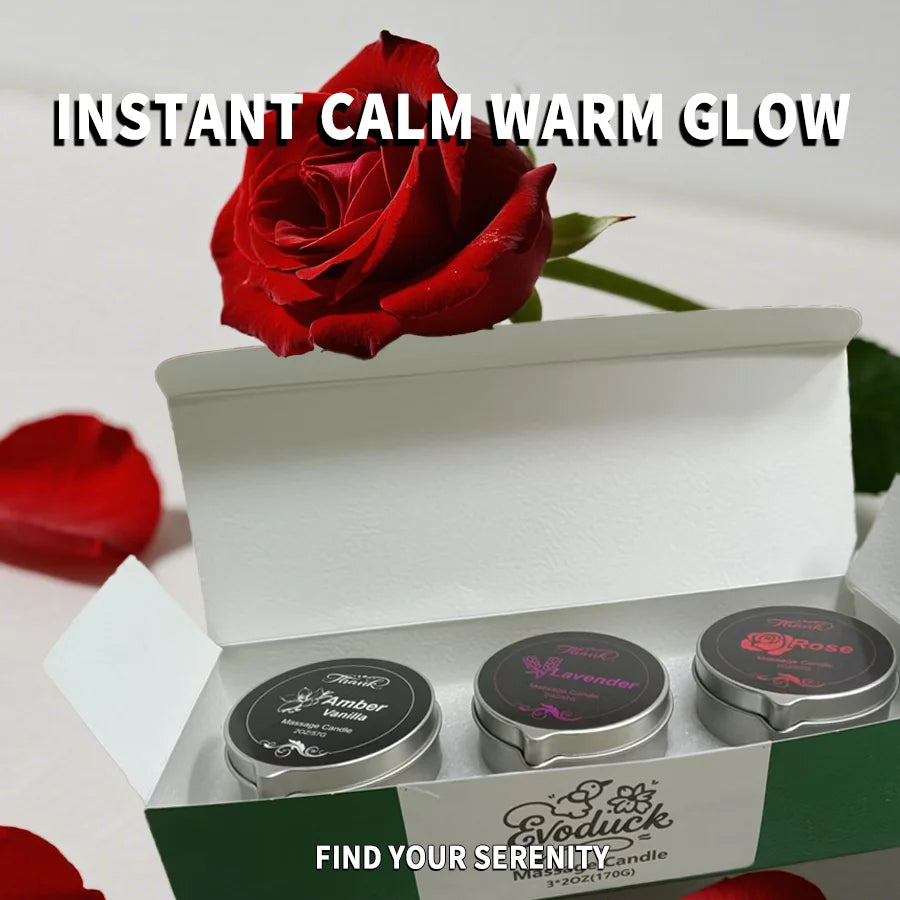 3pcs Scented Massage Candles(Total 6oz/Each 2oz) | Essential Oil Spas - Luxury Gift for Christmas, Valentine's Day &Mother's Day