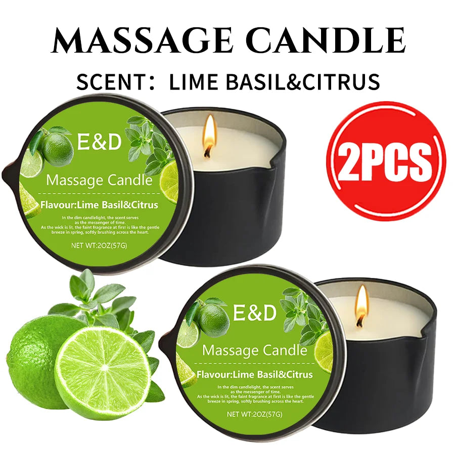 2PCS Massage Oil Candles，luxury aromatherapy candles，for Stress Relief and SkinMoisturizing, SM Product Scented Candle Body Oil
