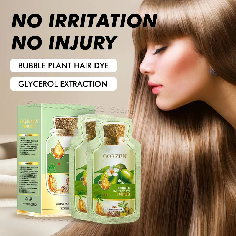 1/5/10pcs 30ML Bubble Plant Hair Dye Shampoo Gray Hair Covering Shampoo Pure Natural Herbal Shampoo White Hair Treatment