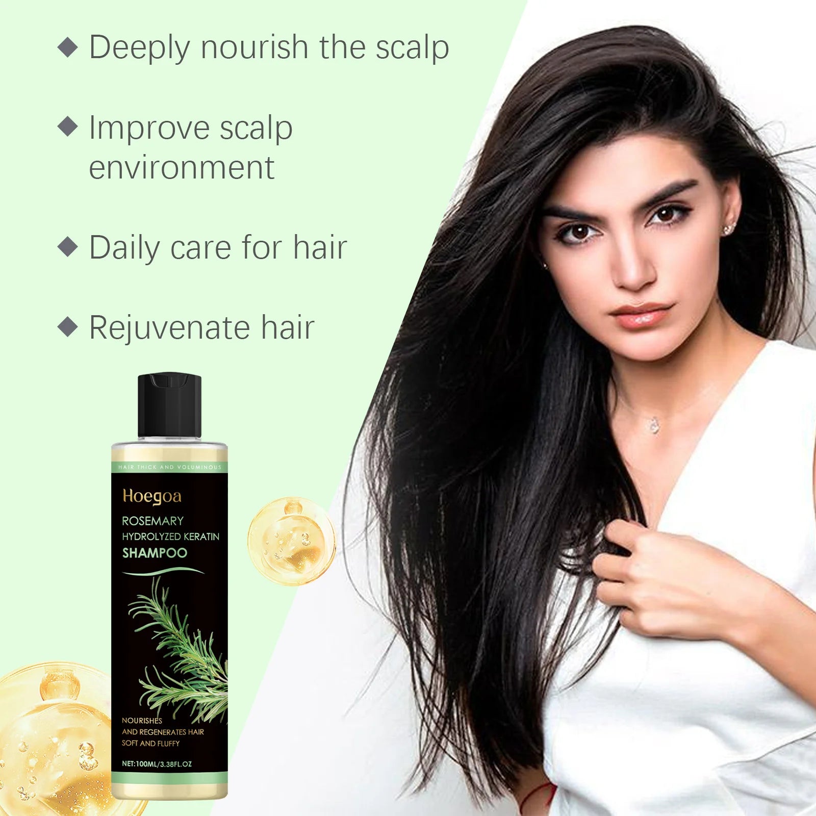 Rosemary Hair Shampoo Anti Loss Improve Split Ends Frizz Strengthen Hair Cleansing Scalp Remove Dandruff Hair Regrowth Shampoo