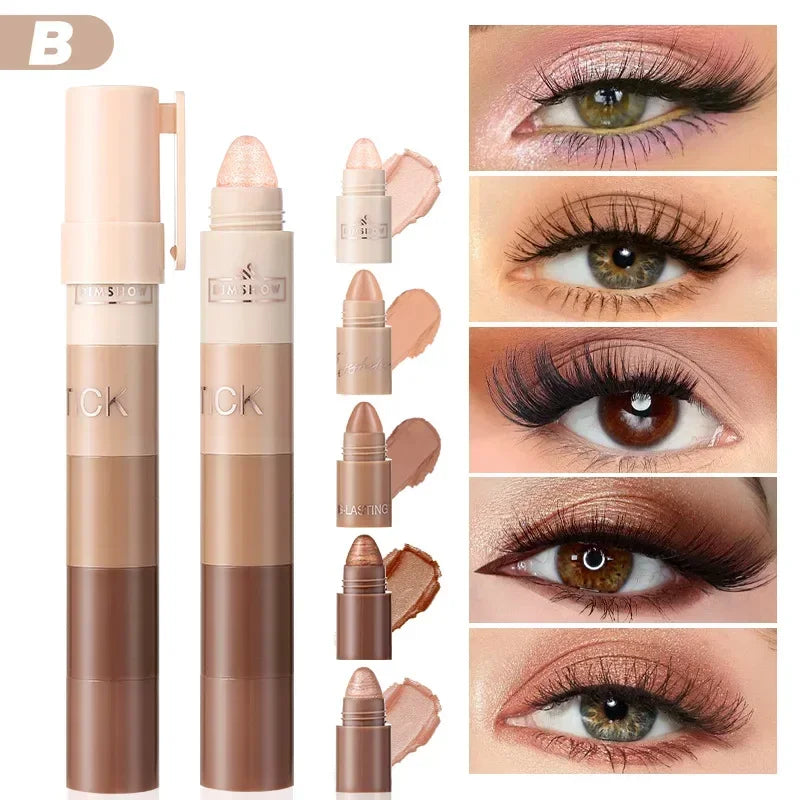 5 in 1 Eyeshadow Pencil Kit Velvet Matte Pigment Shimmer Highlight Makeup Combination Pink Brown Mini Eye Shadow Pen Cosmetics