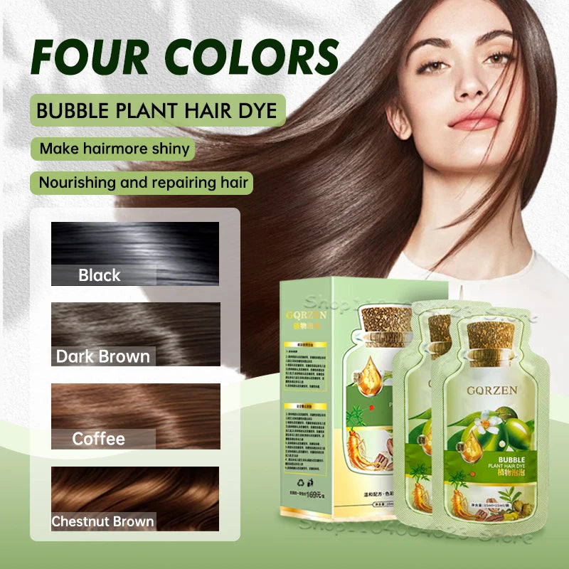 1/5/10pcs 30ML Bubble Plant Hair Dye Shampoo Gray Hair Covering Shampoo Pure Natural Herbal Shampoo White Hair Treatment
