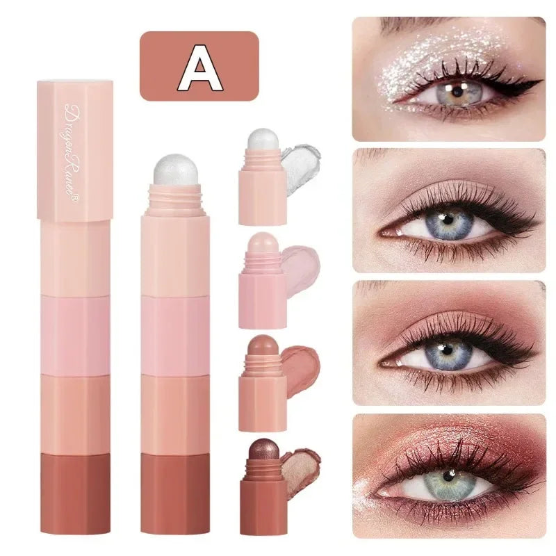 5 in 1 Eyeshadow Pencil Kit Velvet Matte Pigment Shimmer Highlight Makeup Combination Pink Brown Mini Eye Shadow Pen Cosmetics