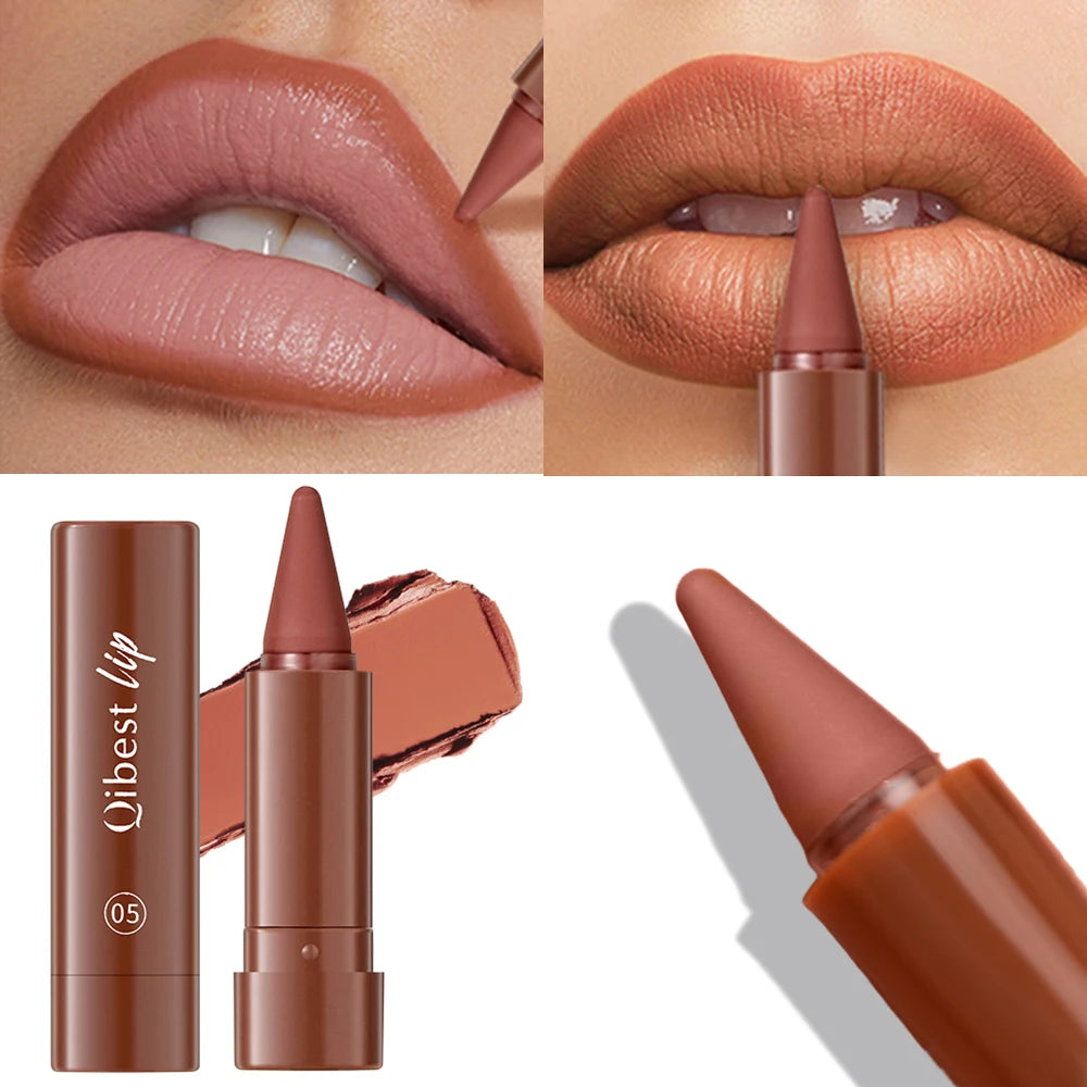 Twist Up Lip Liner Lipstick Pen Multipurpose Powder Blusher Velvet Matte Waterproof Lip Contour Non Stick Cup Lip Rouge Makeup