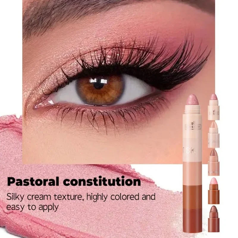 5 in 1 Eyeshadow Pencil Kit Velvet Matte Pigment Shimmer Highlight Makeup Combination Pink Brown Mini Eye Shadow Pen Cosmetics