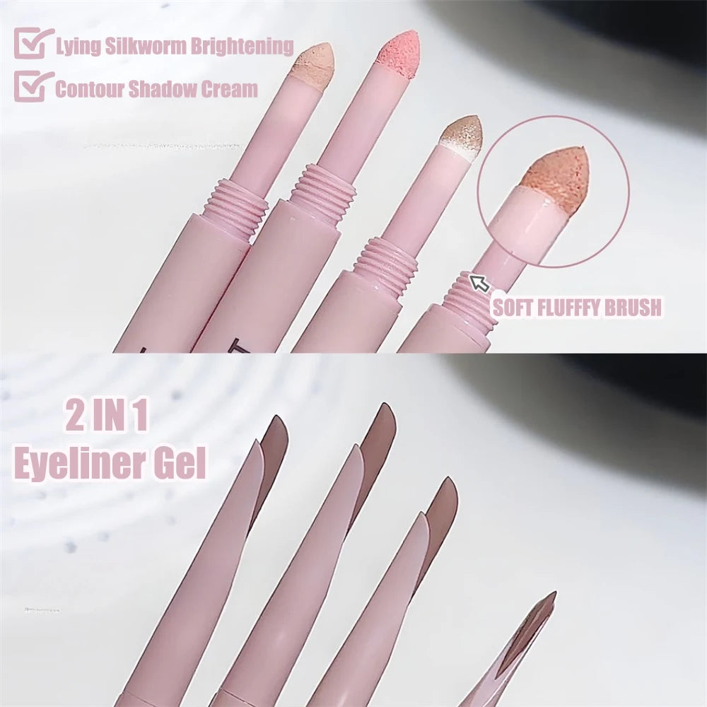 Meniscus Double-end Lying Silkworm Eyeliner Pencil Diamond Glitter Matte Brightening Cream Shadow Highligher Contour Makeup